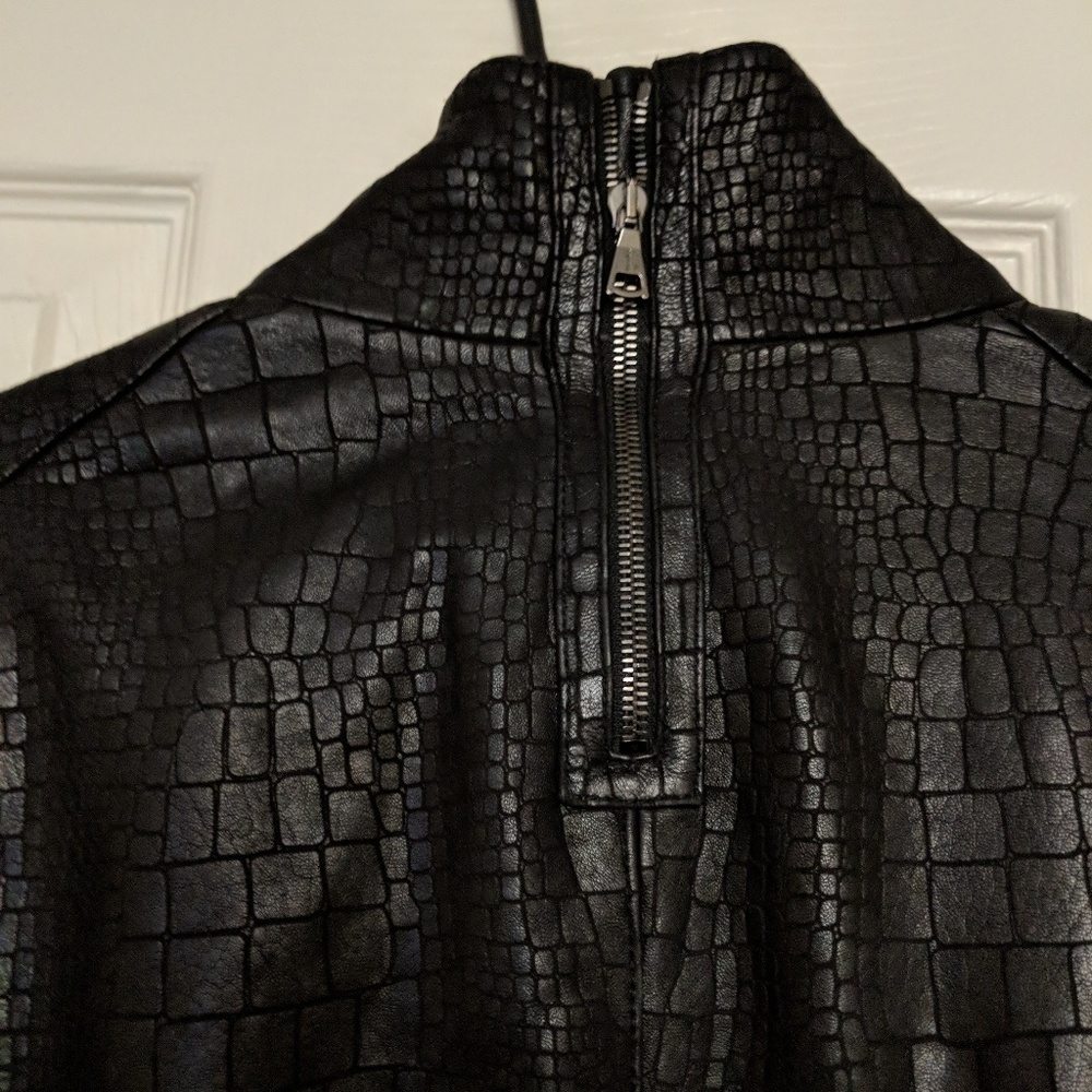 John Varvatos Croc embossed leather jacket